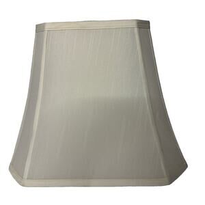 Lamp Shade Cream Ecru Silk Linen Rectangular Bell Cut Corner Spider Fitter